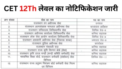 Rajasthan CET 12th Level